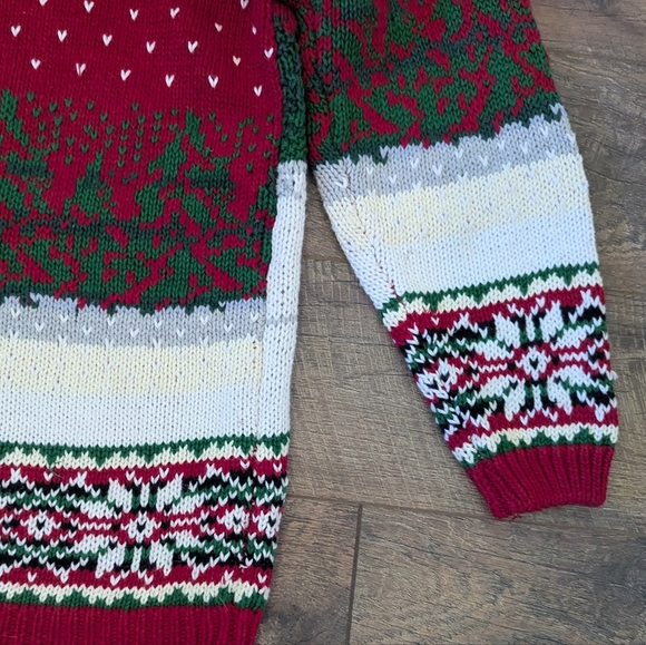 Vintage Embroidered Snowman Penguin Christmas Sweater Fair Isle - Picture 5 of 10